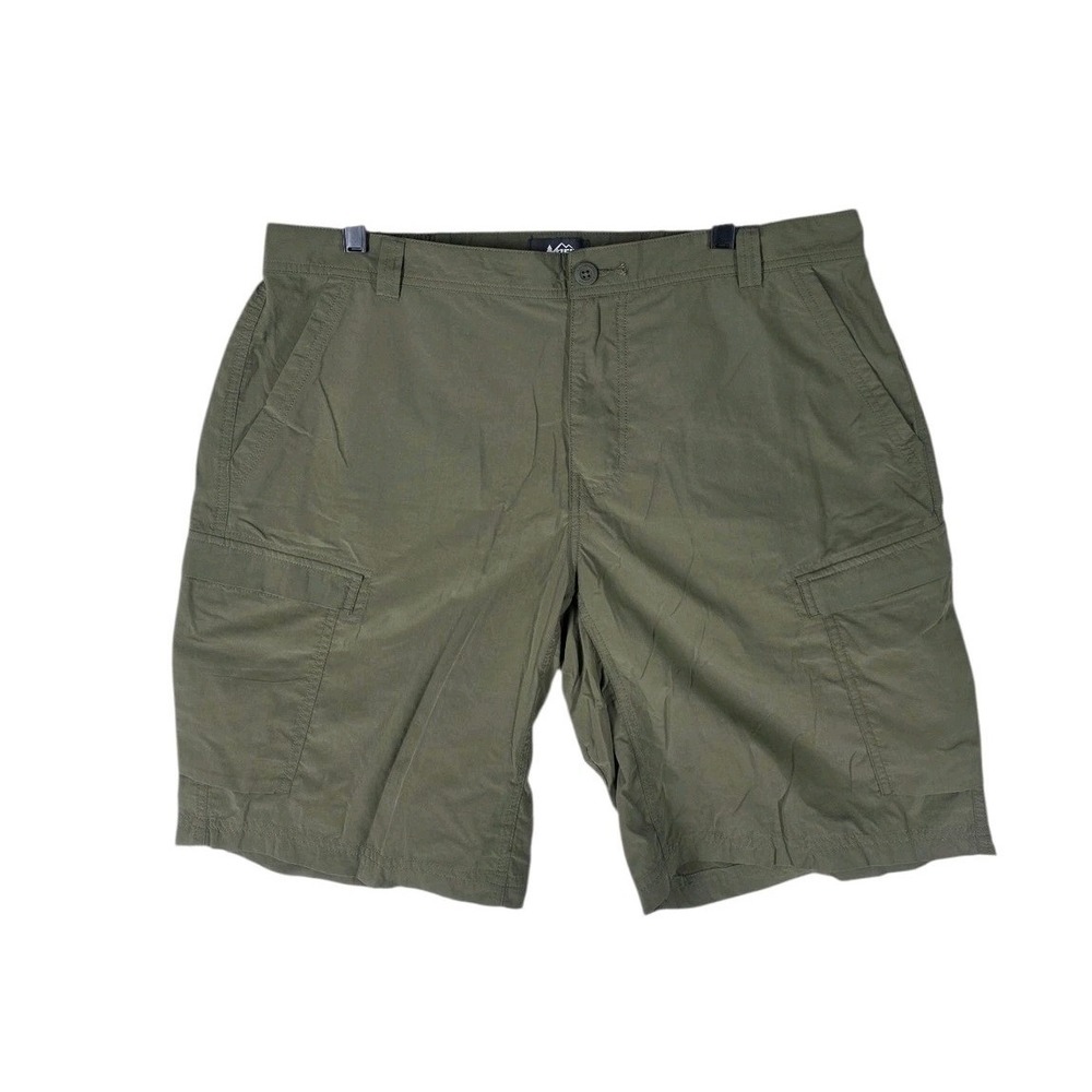 REI Co-op Sahara Cargo 9" Shorts Mens 38 (37) Olive Green Nylon Hiking Outdoor